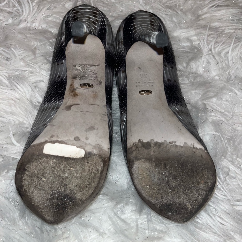 Sergio Rossi Designer Peep-Toe Python-Effect Stil… - image 4